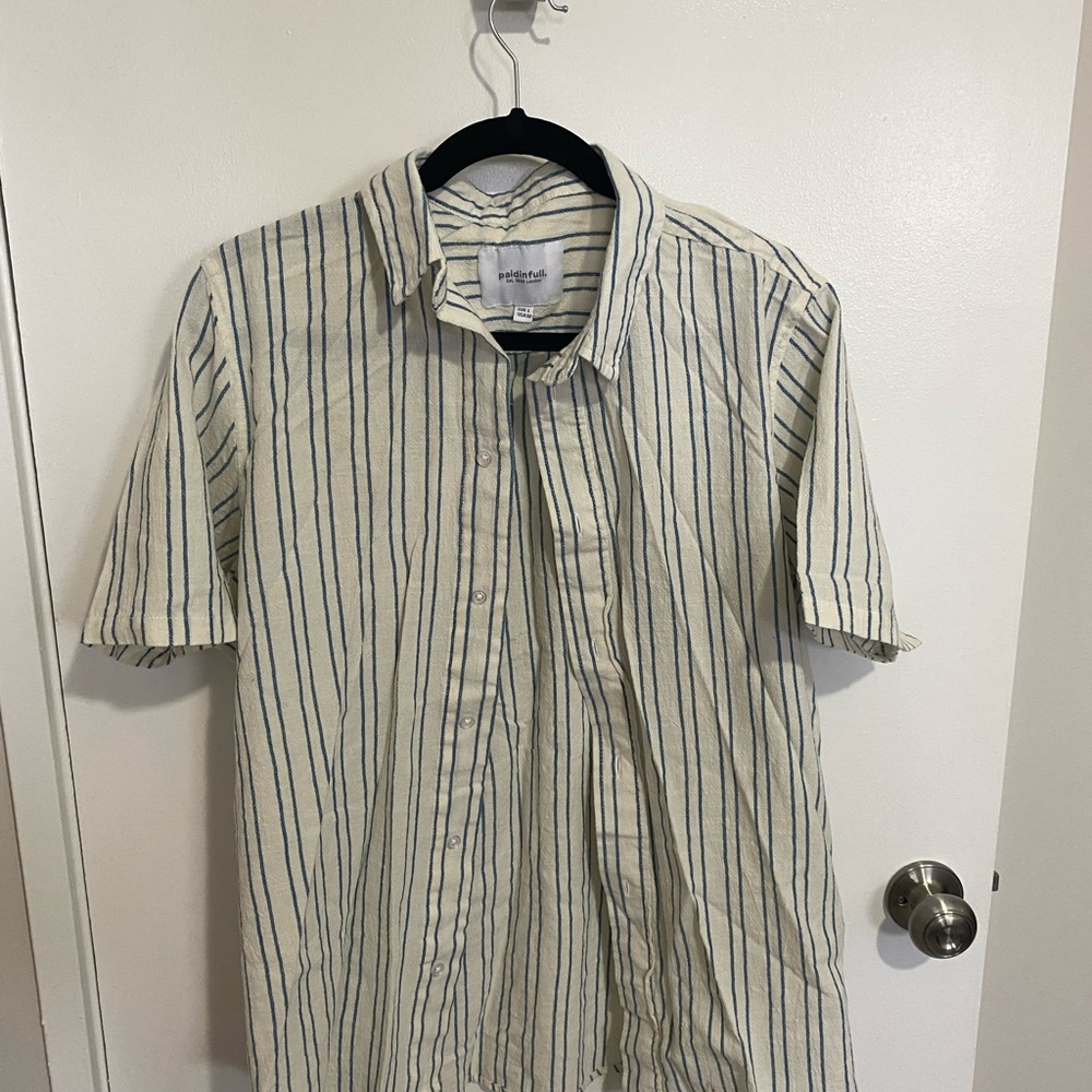 Men's Striped Shirt - Blue and White